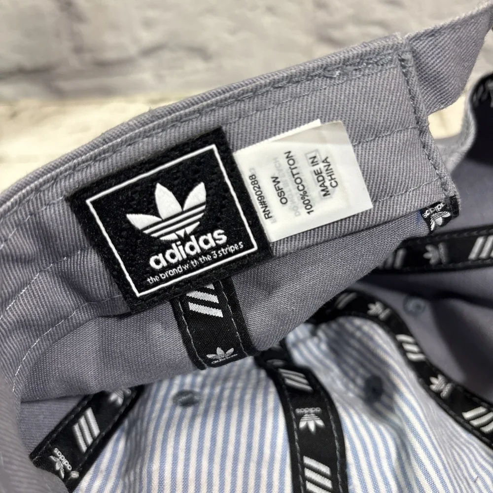 Adidas Hat Trefoil Logo Gray Strap‎ back Unisex One Size 100% Cotton Ball Cap